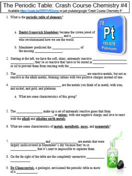 crash course chemistry periodic table worksheet